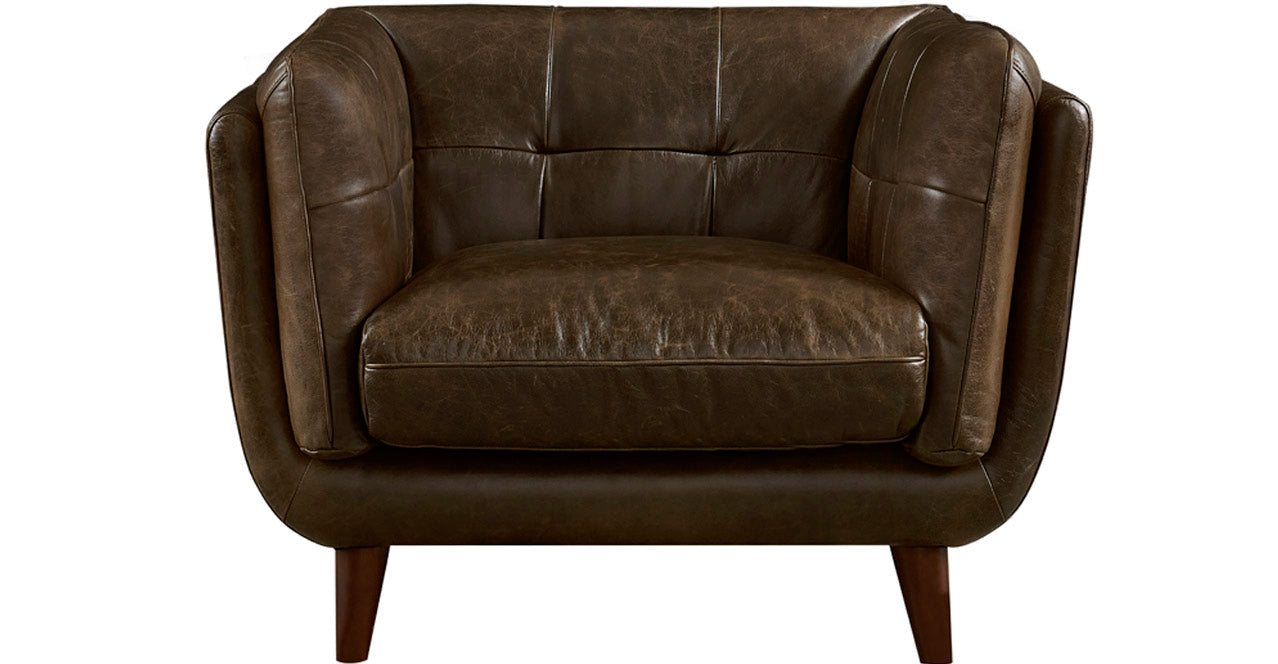 Solana Waxy Pull-up Leather Loveseat, Cambridge Black
